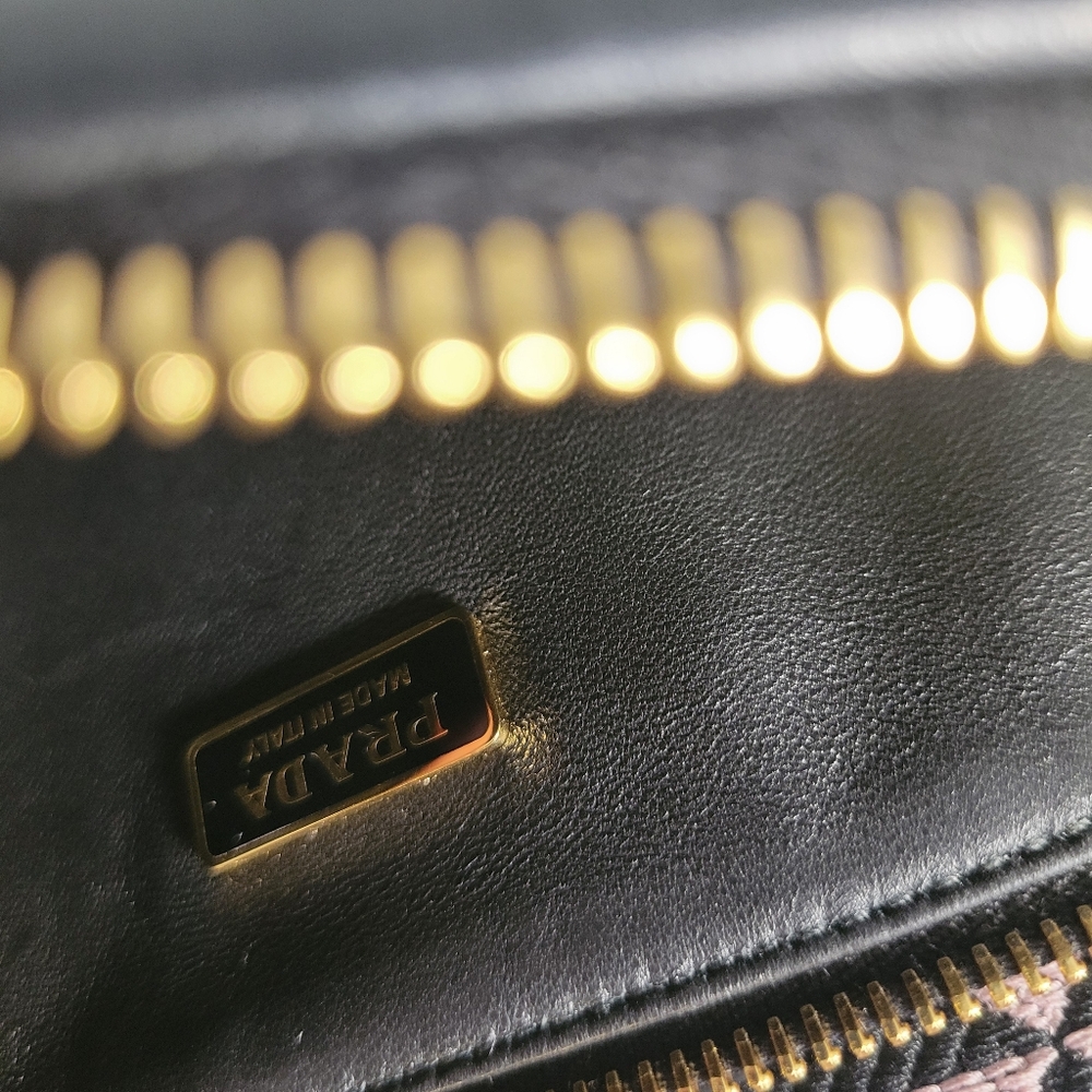 Prada Symbole leather and fabric mini bag - Black/Alabaster White. - Picture 4 of 9